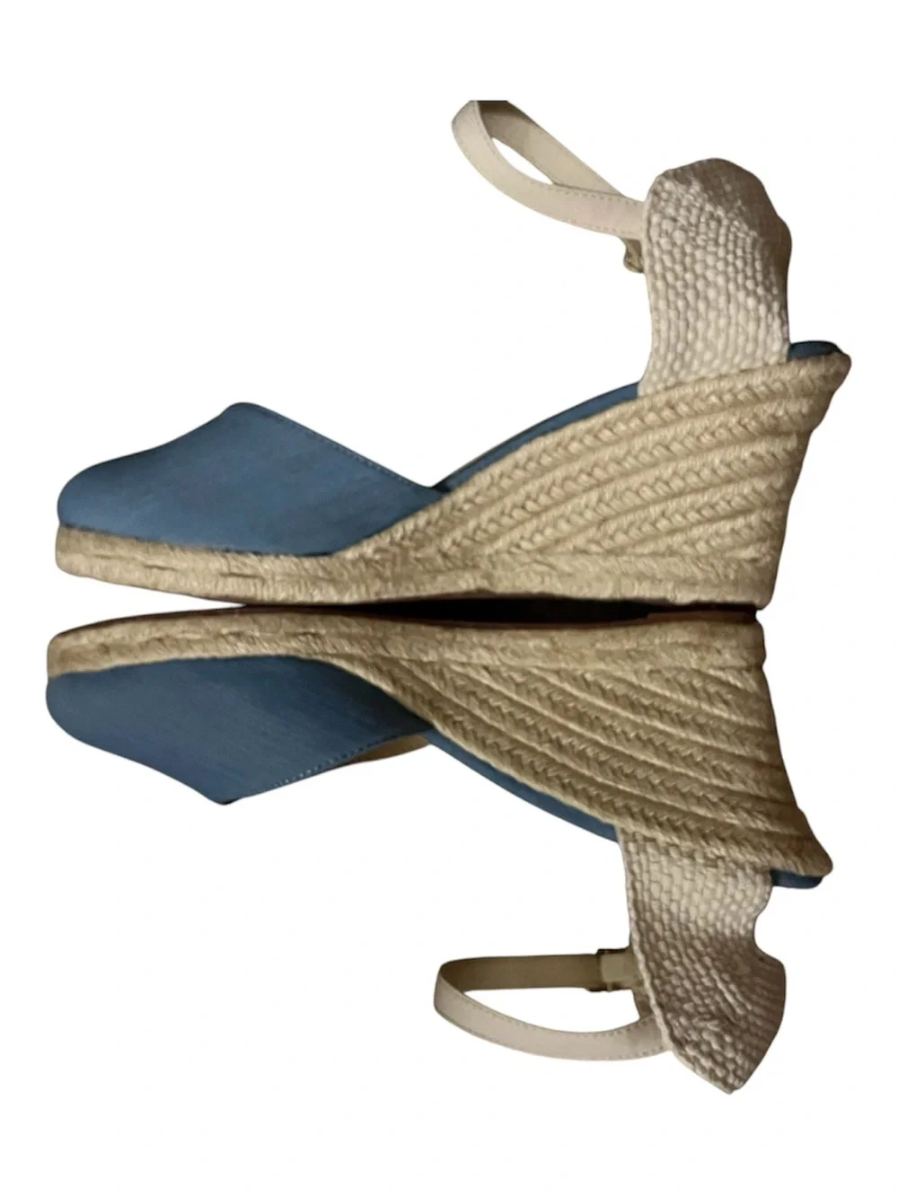 J. Crew Light Blue Espadrille Wedge Sandals with Ankle Strap Size 10